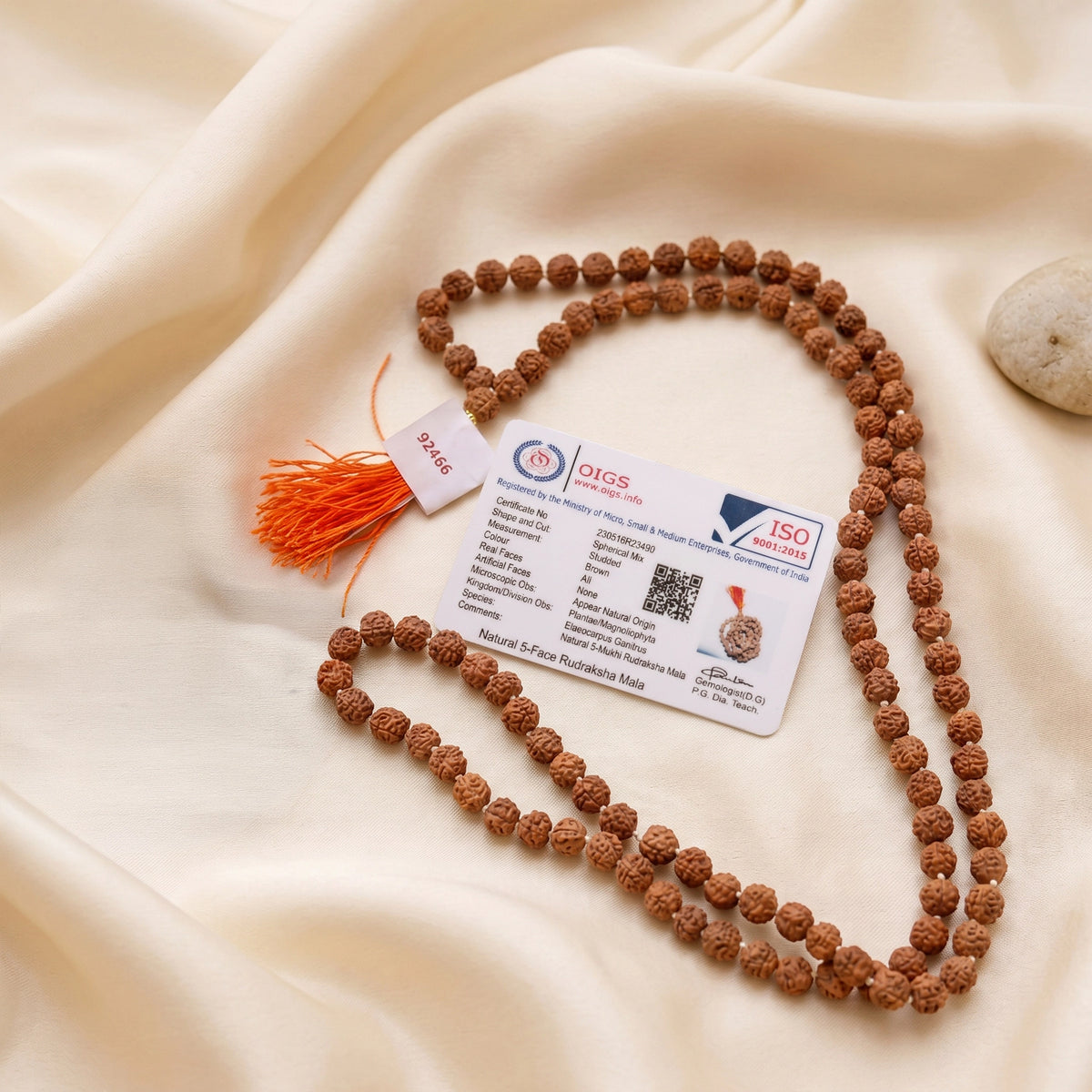 5 Mukhi Rudraksha Mala, 108 Hand Knotted Beads
