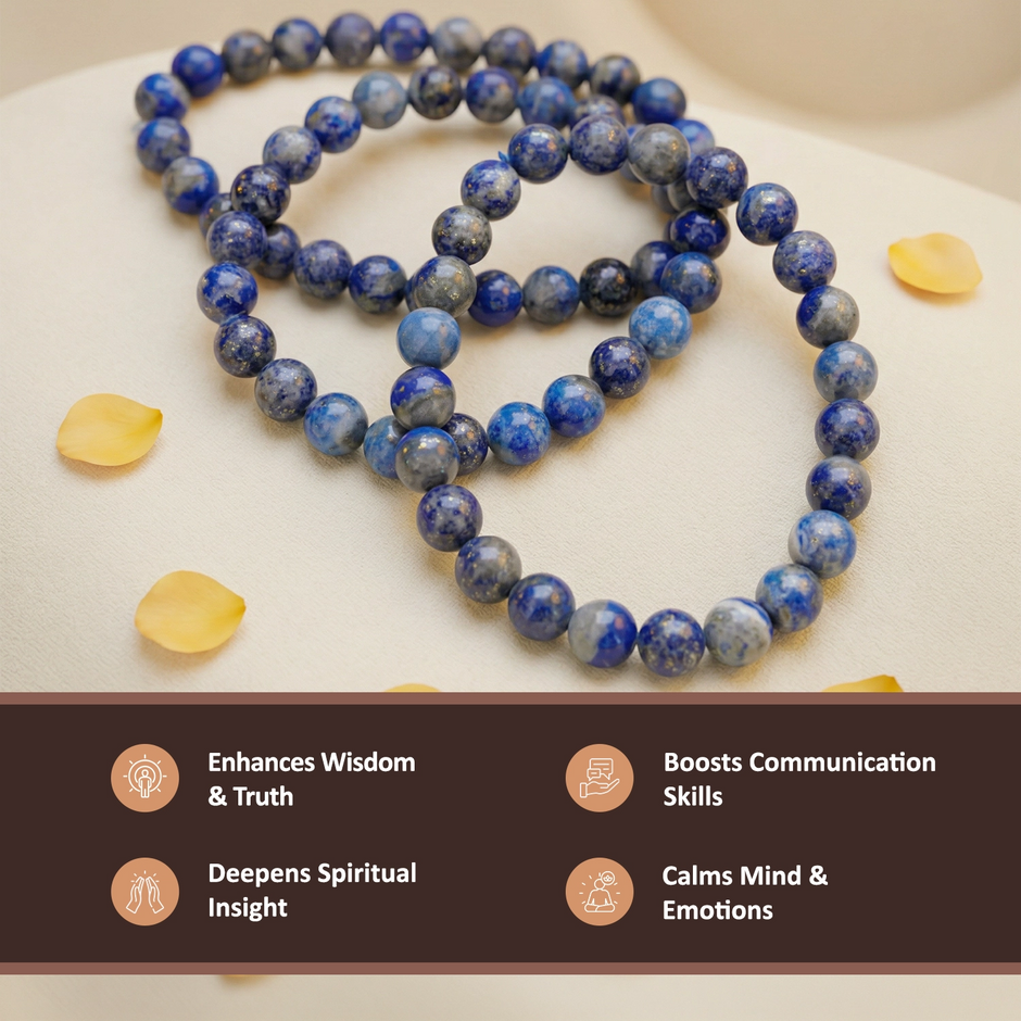 Natural Lapis Lazuli Crystal Bracelet (8mm) – Wisdom & Self-Expression