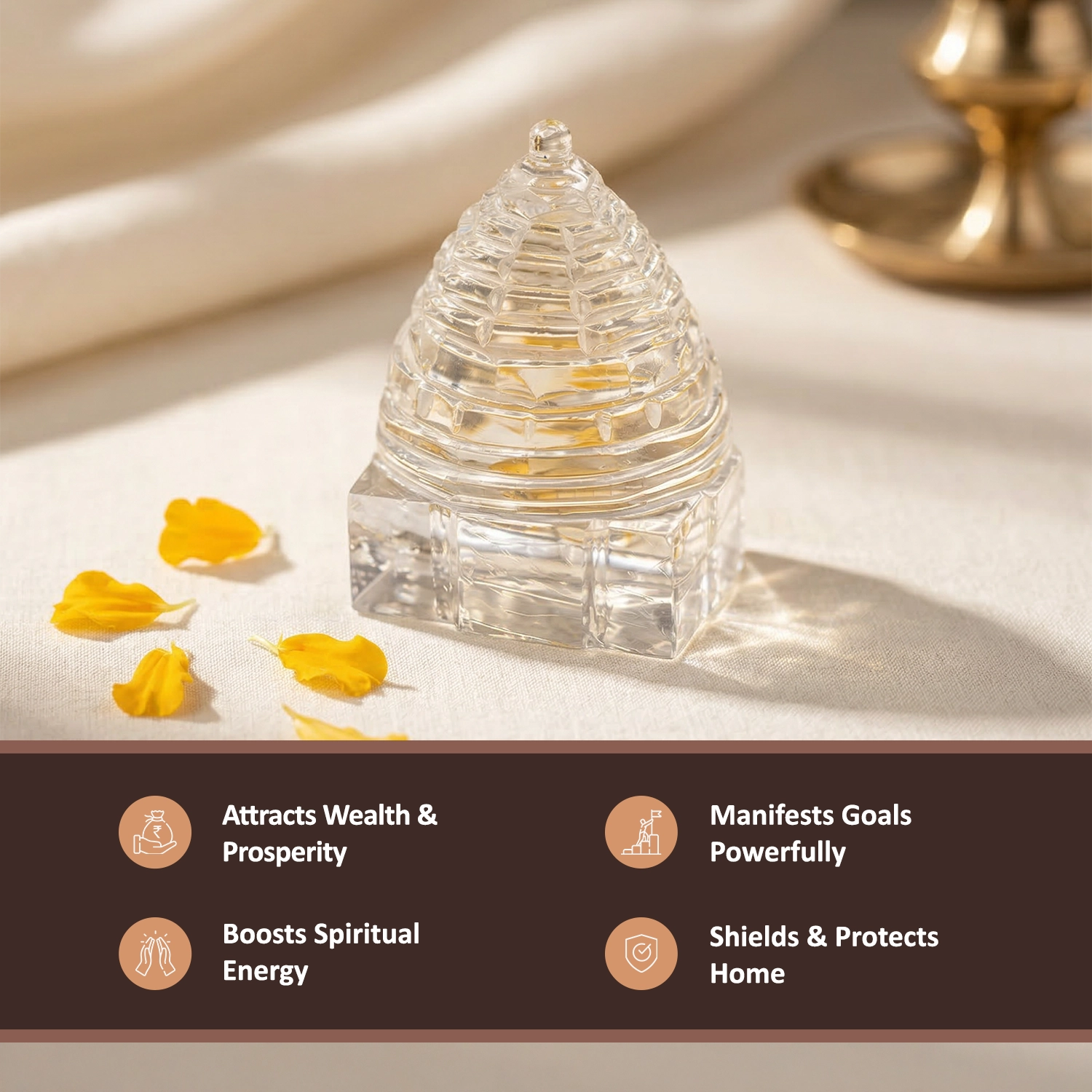 Crystal Sphatik Shree Yantra - For Wealth, Prosperity & Positive Energy