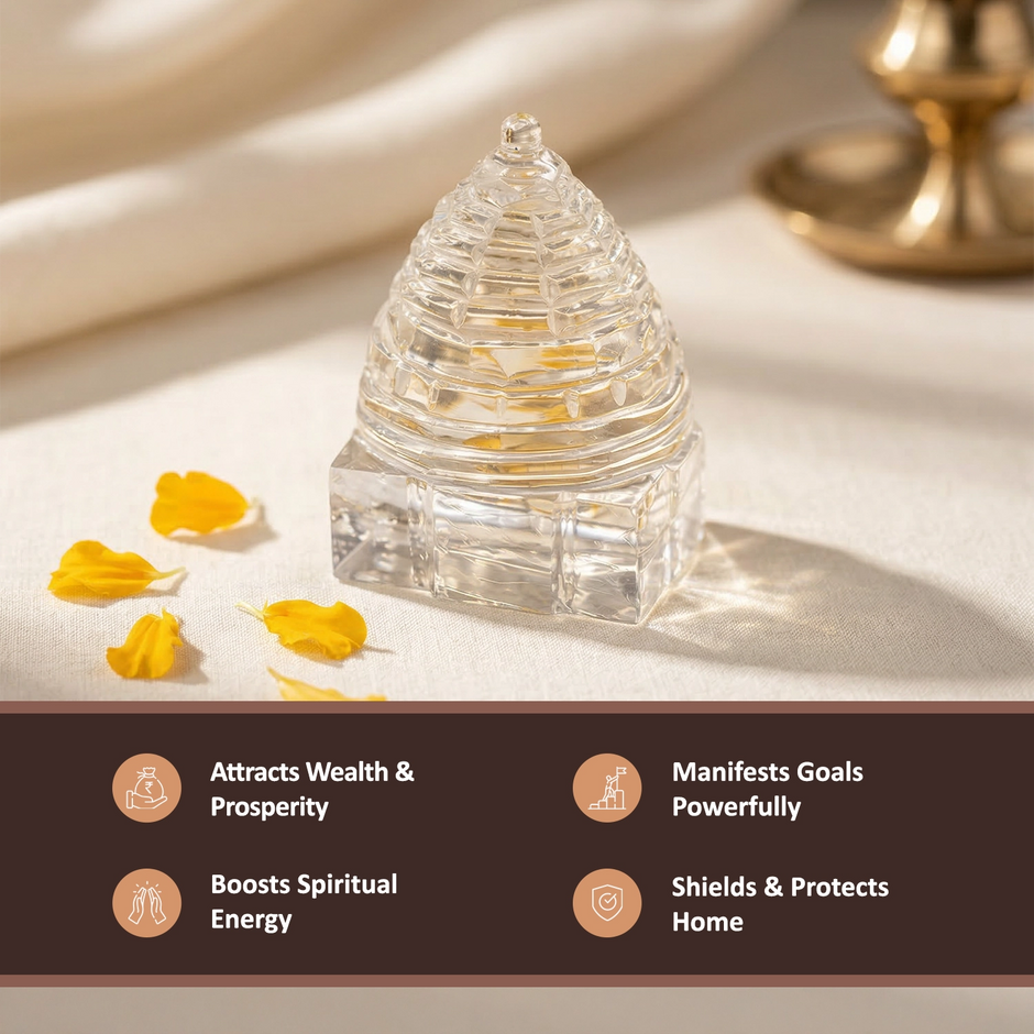 Crystal Sphatik Shree Yantra - For Wealth, Prosperity & Positive Energy