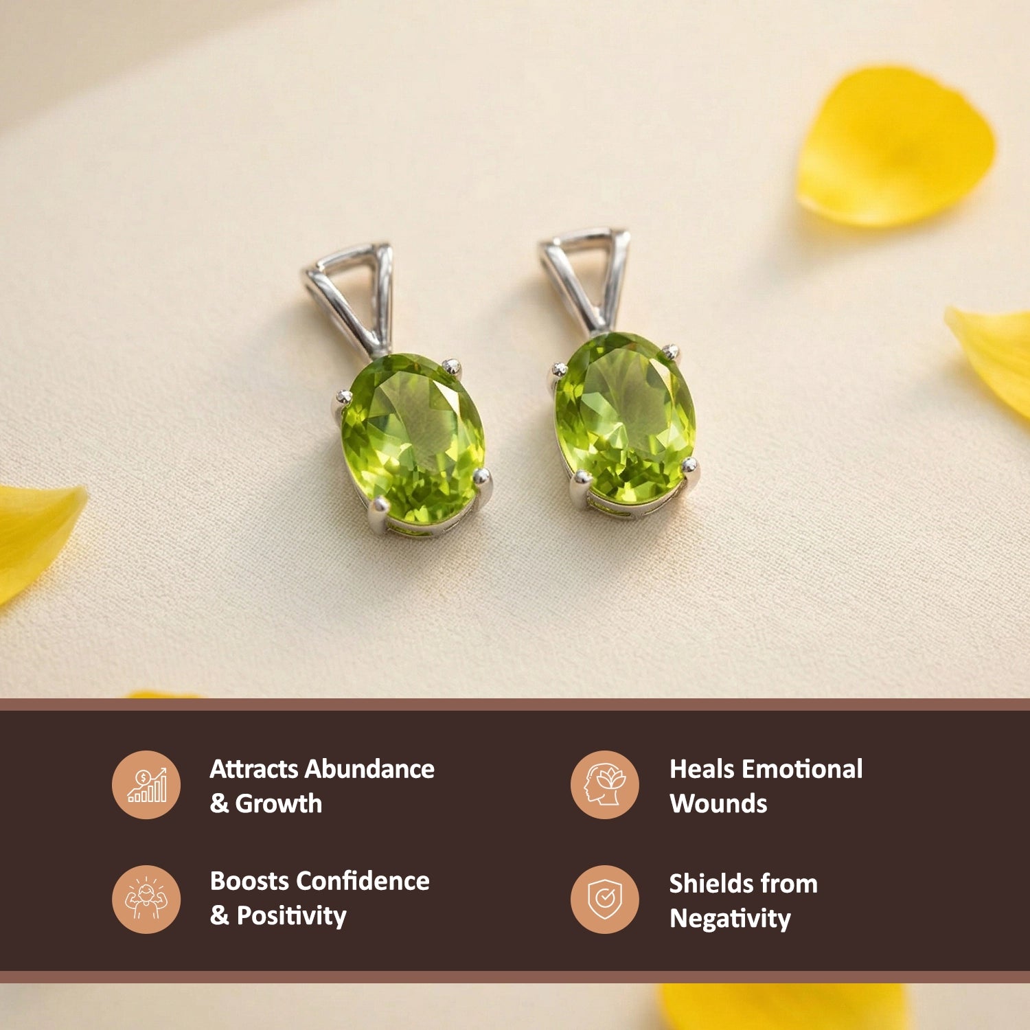 Silver Natural Peridot  Gemstone Pendant – Prosperity & Renewal