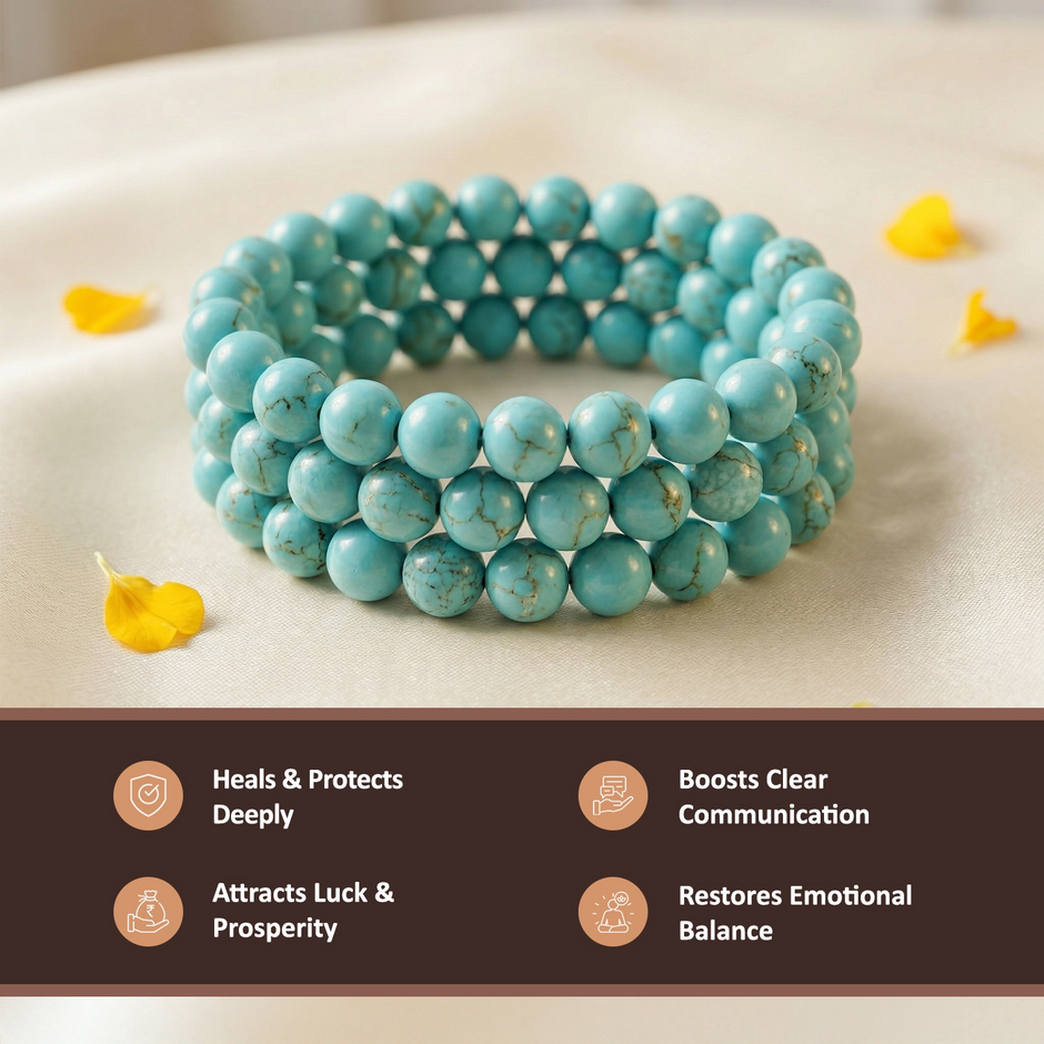 Natural Turquoise Crystal Bracelet (8mm) – Protection & Healing