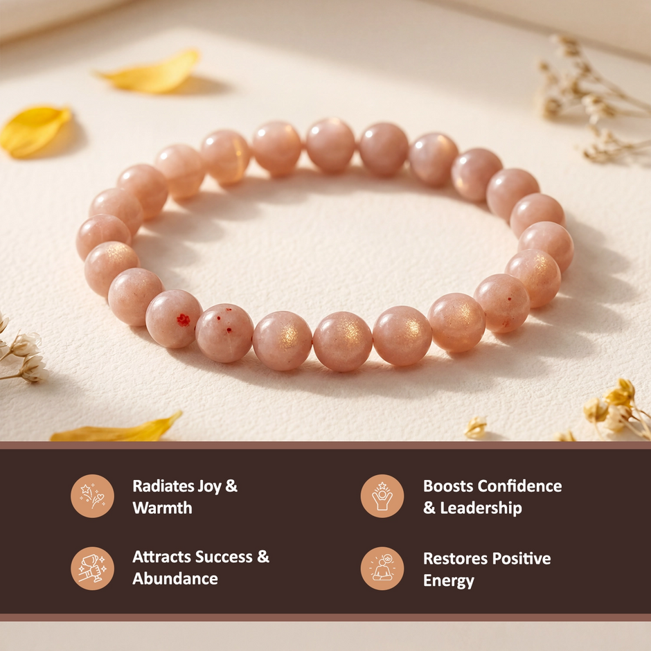 Natural Sunstone Crystal Bracelet (8mm) – Joy & Leadership