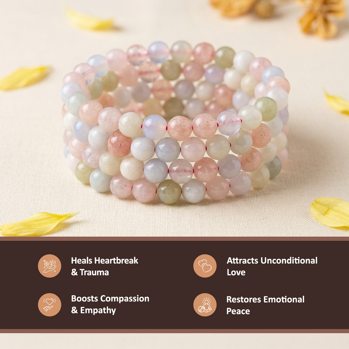 Natural Morganite Crystal Bracelet (8mm) – Divine Love & Compassion