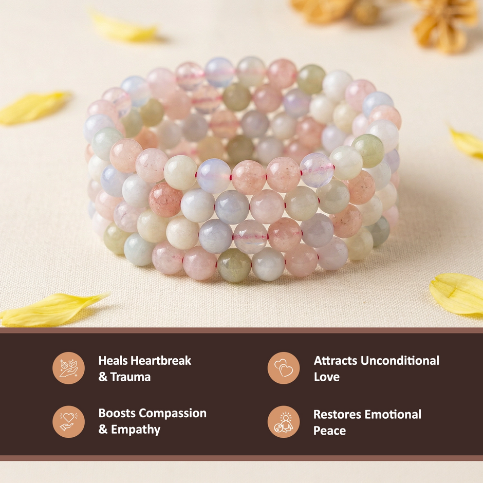Natural Morganite Crystal Bracelet (8mm) – Divine Love & Compassion
