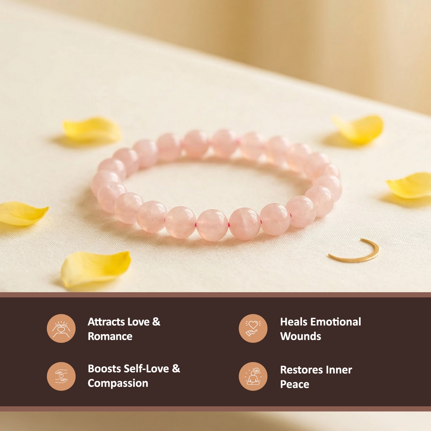 Natural Rose Quartz Bracelet – Attract Love & Relationships
