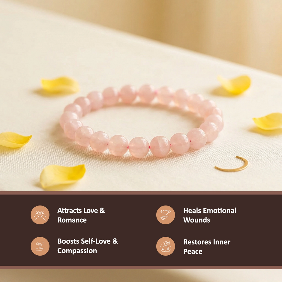 Natural Rose Quartz Bracelet – Attract Love & Relationships