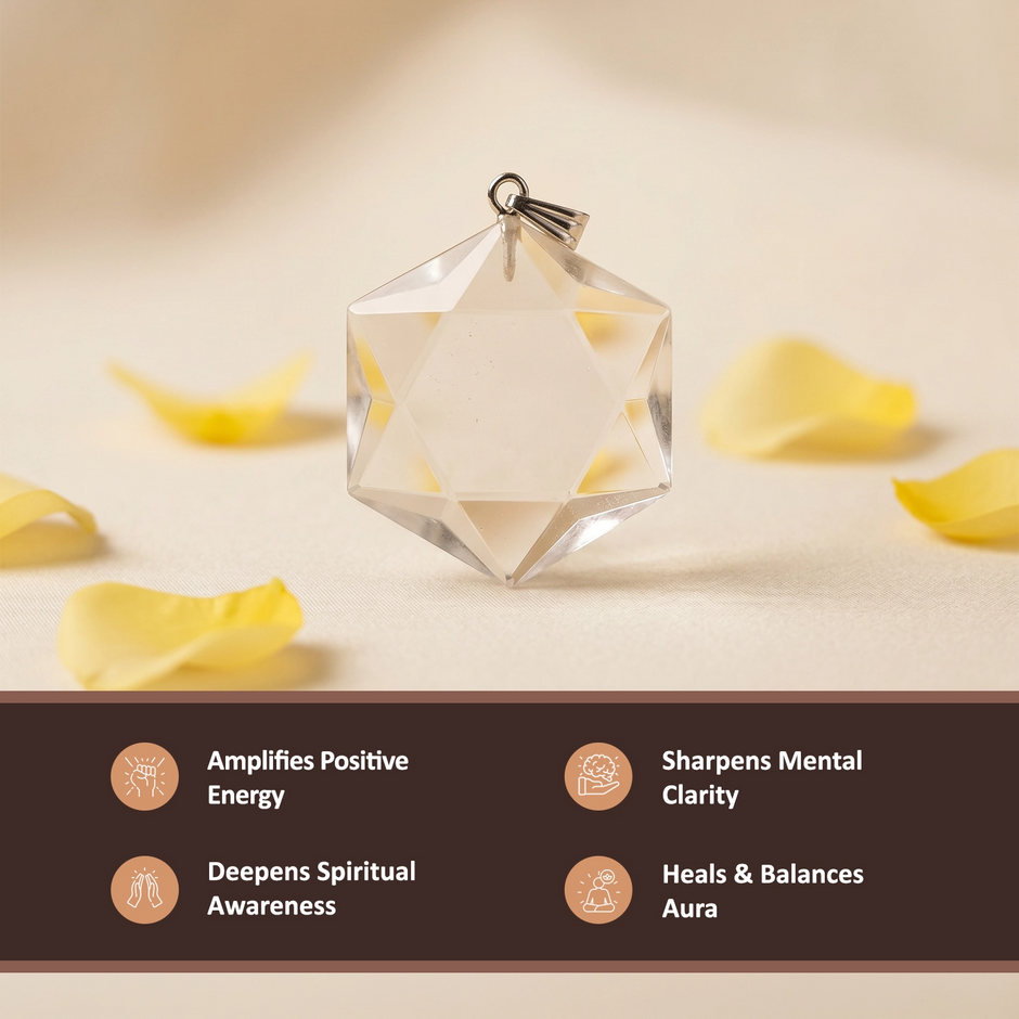 Natural Clear Quartz Star of David Pendant – Clarity & Energy Amplification