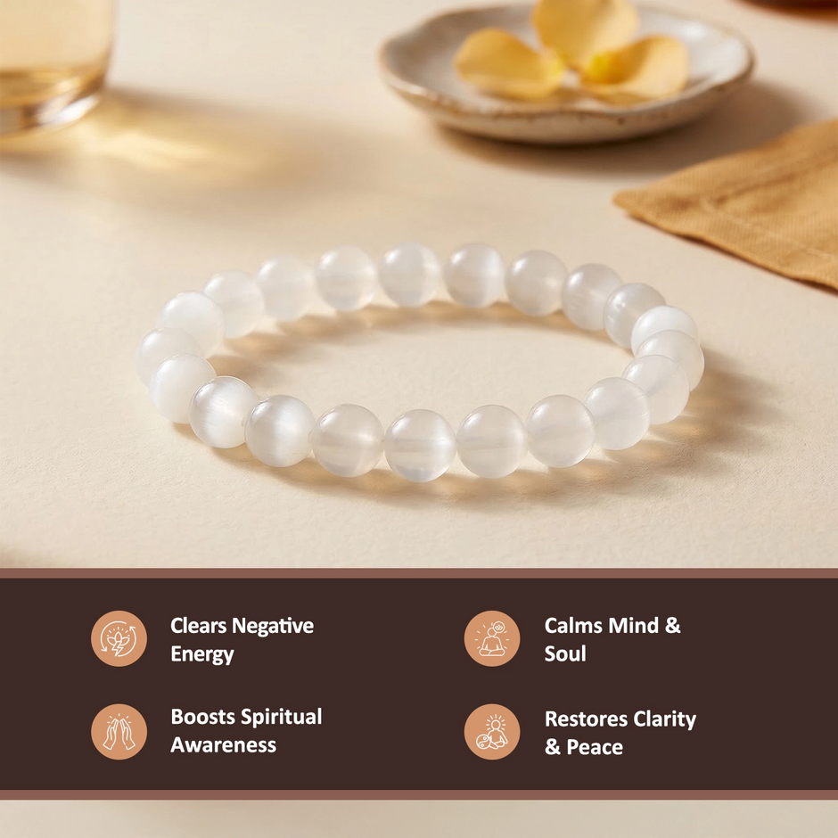 Natural Selenite Crystal Bracelet (8mm) – Cleansing & Clarity