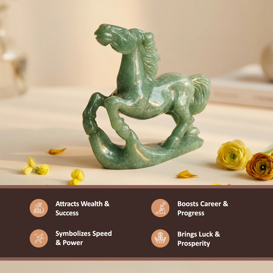 Natural Green Jade Running Horse Carving – Prosperity & Growth