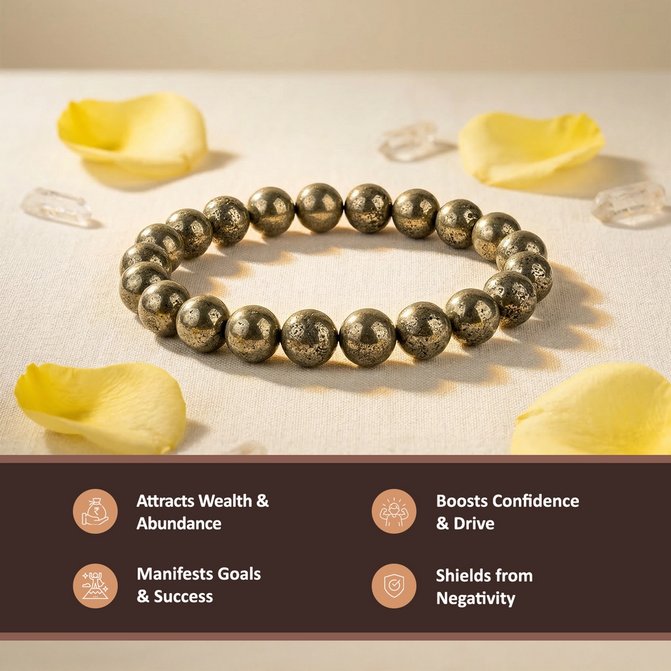 Natural Pyrite Crystal Bracelet (8mm) – Wealth & Confidence