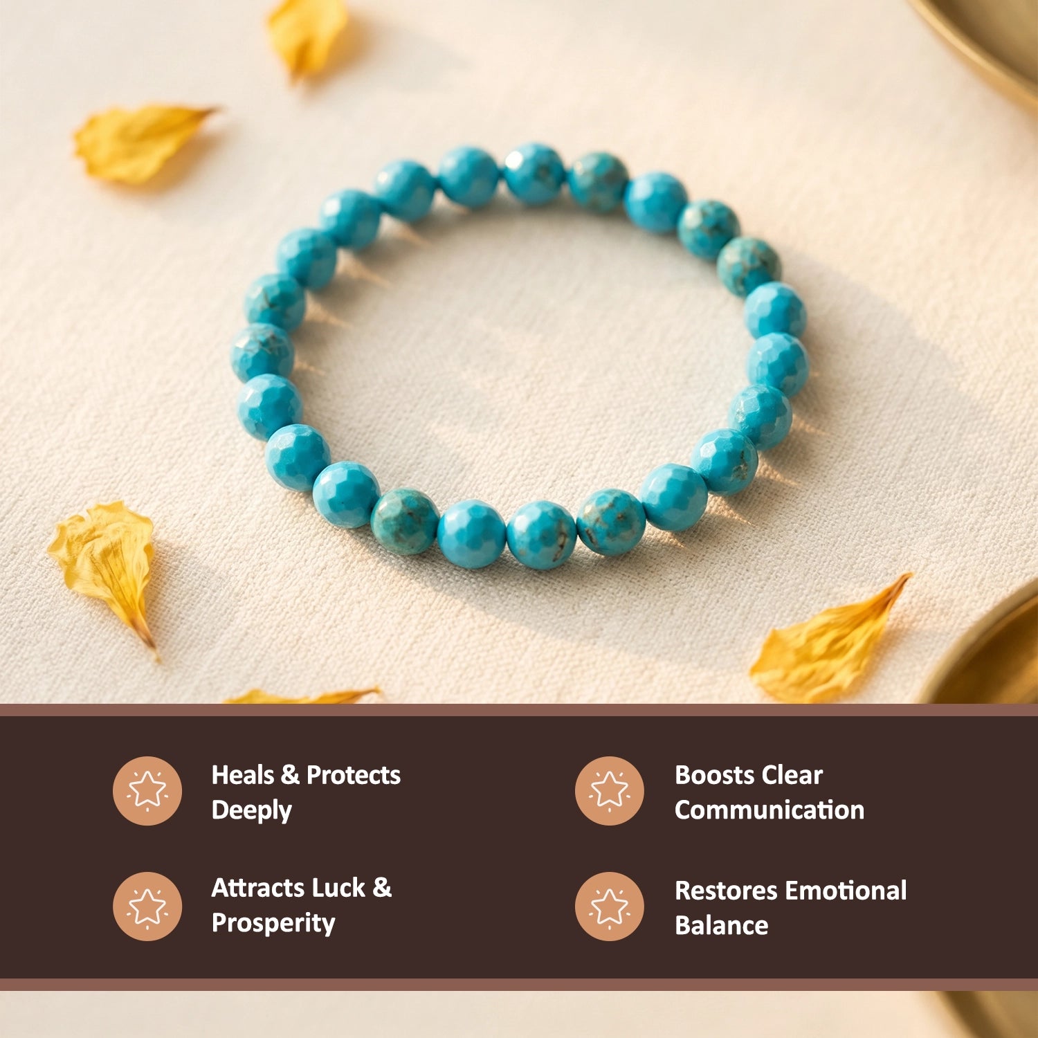 Natural Turquoise Crystal Bracelet (8mm) – Protection & Healing