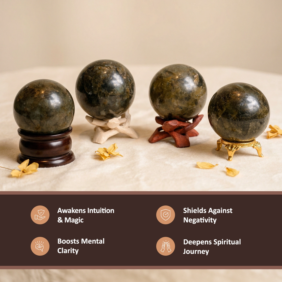 Natural Labradorite Crystal Ball (300-350gm) – Transformation & Intuition