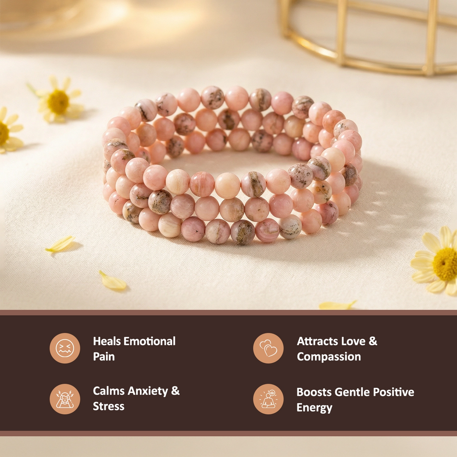 Natural Pink Opal Crystal Bracelet (8mm) – Emotional Healing & Love