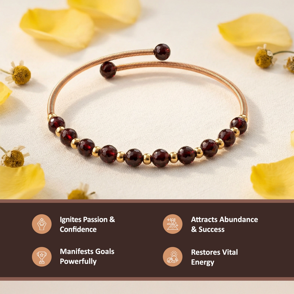 Natural Garnet Copper Bracelet – Passion & Vitality