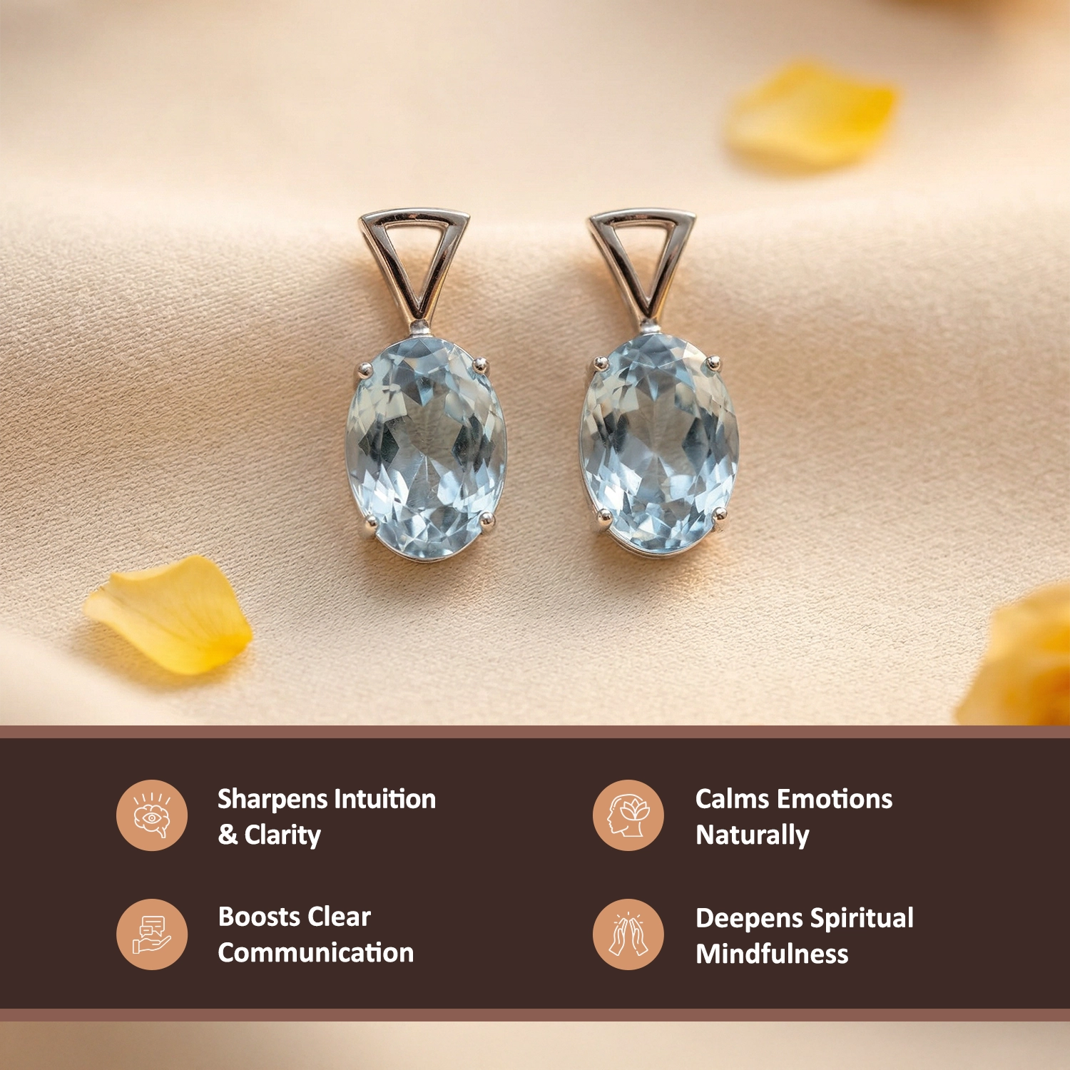 Silver Natural Aquamarine  Gemstone Pendant – Courage & Soothing Energy