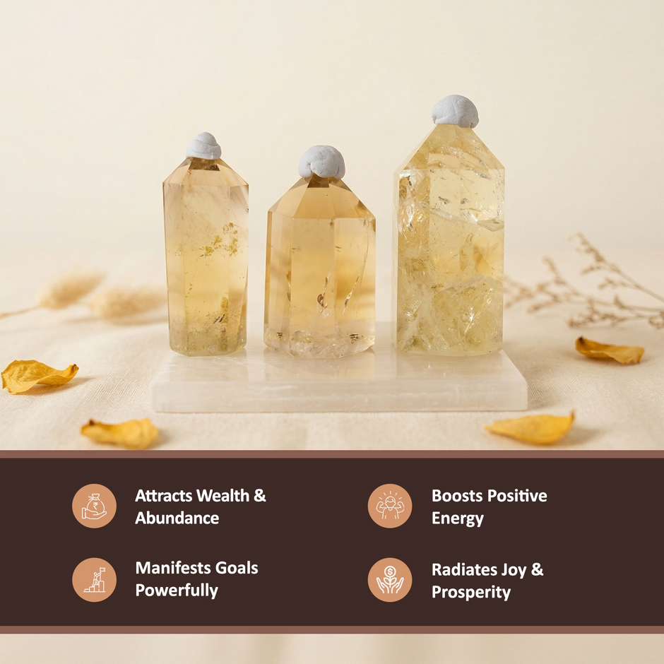 Natural Citrine Point Tower – Abundance & Positivity