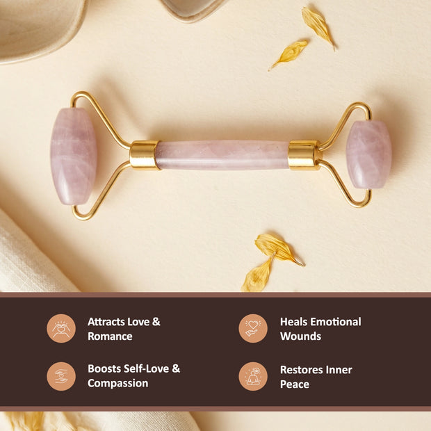 Natural Rose Quartz Facial Roller – Glow & Relaxation