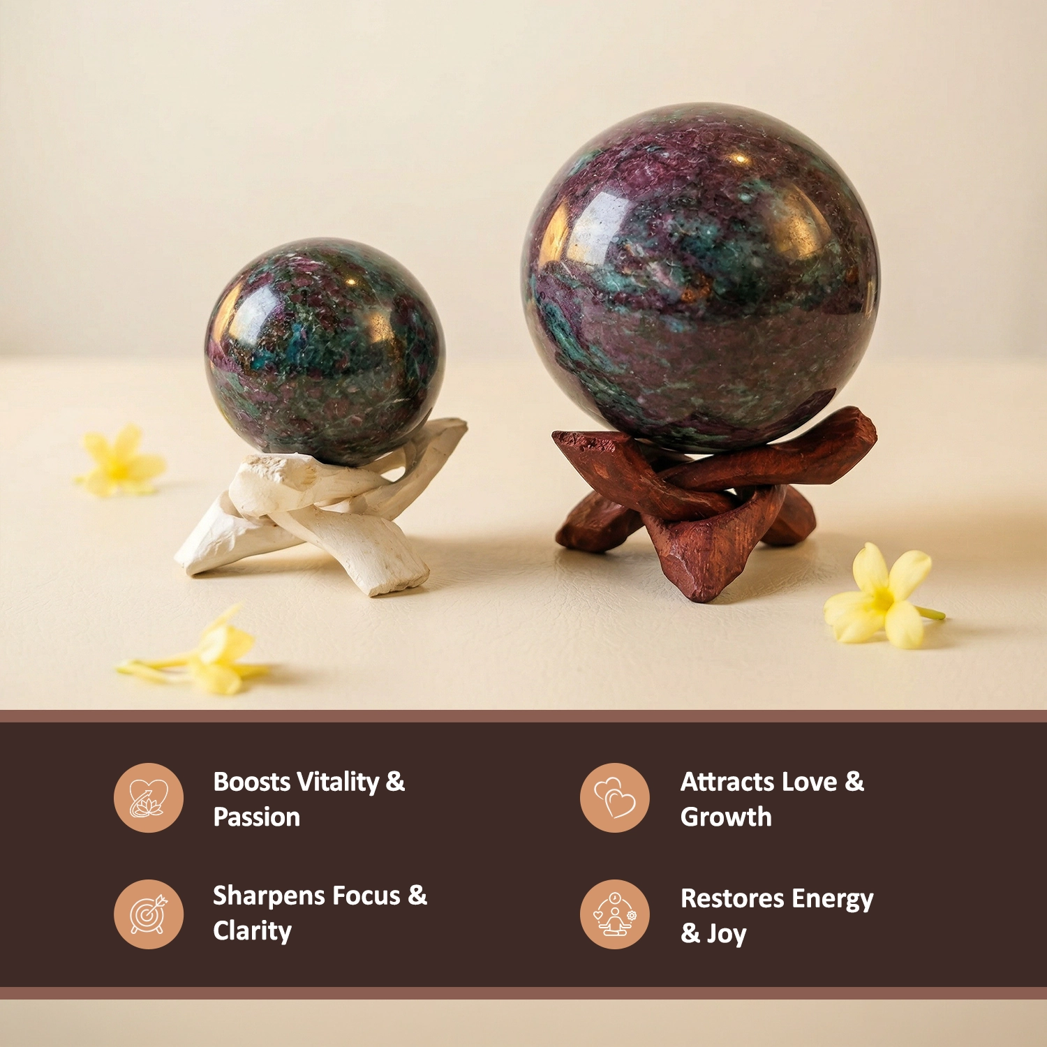 Natural Ruby Zoisite Crystal Ball - Vitality & Spiritual Growth