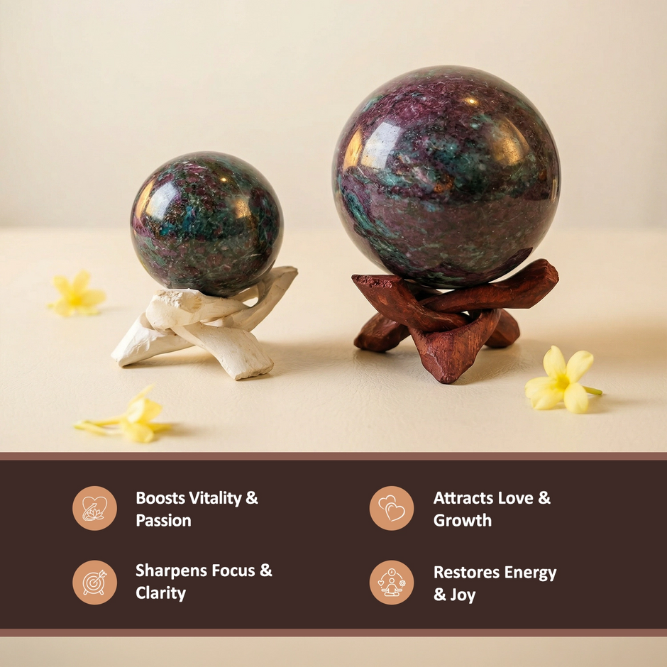 Natural Ruby Zoisite Crystal Ball - Vitality & Spiritual Growth