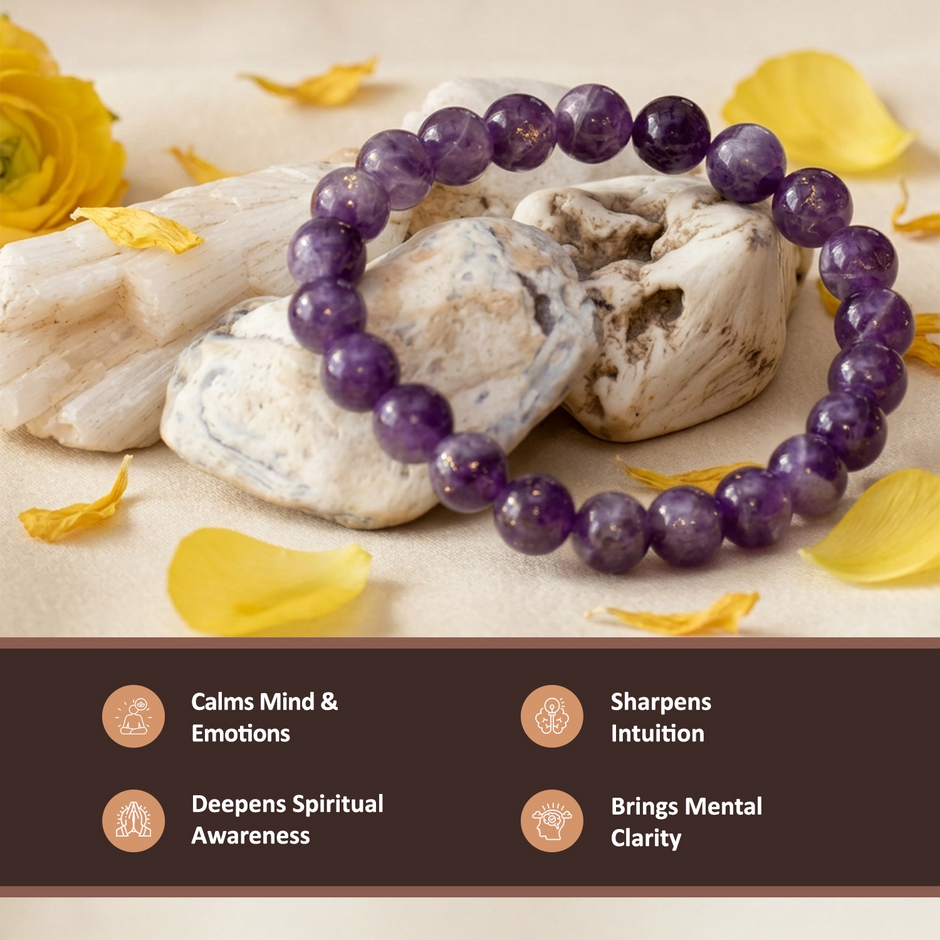 Natural Amethyst Dark Crystal Bracelet (8mm) – Deep Calm & Spiritual Protection