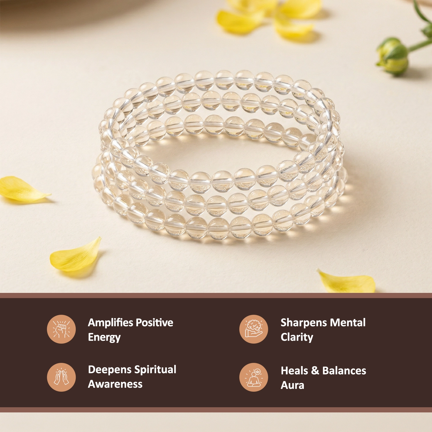 Natural Clear Quartz Bracelet – Clarity & Energy Amplification