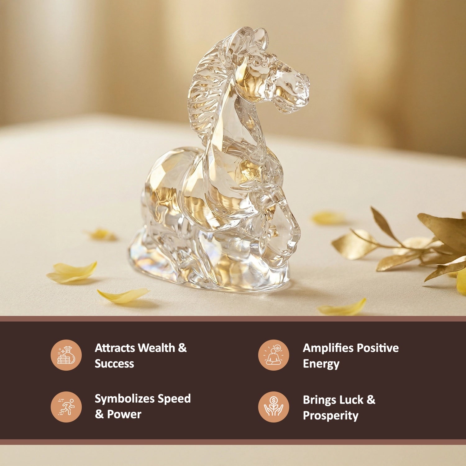 Natural Clear Quartz Running Horse Carving – Clarity & Energy