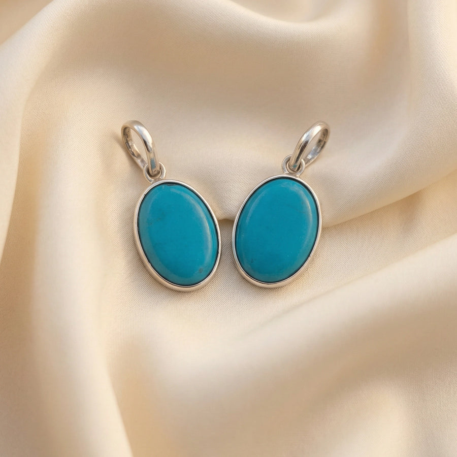 Silver Natural Turquoise Pendant (Silver Frame) – Protection & Healing