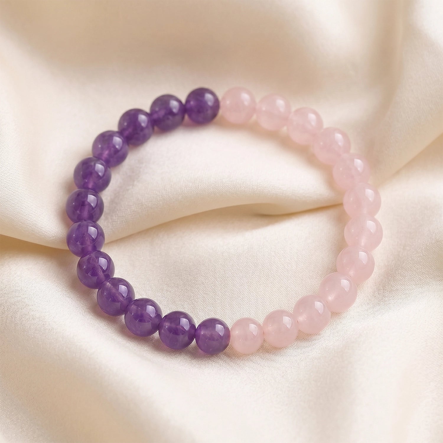 Natural Amethyst & Rose Quartz Bracelet – Divine Love & Harmony