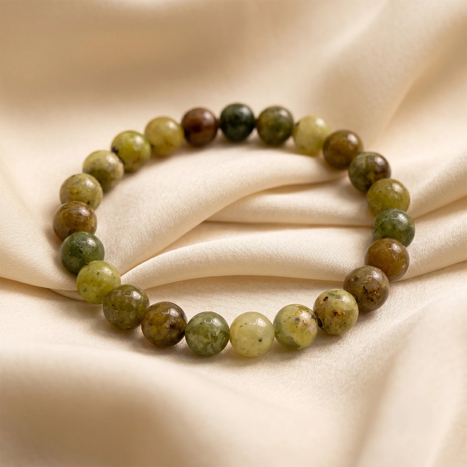 Natural Green Tourmaline Crystal Bracelet (8mm) – Heart Healing & Vitality