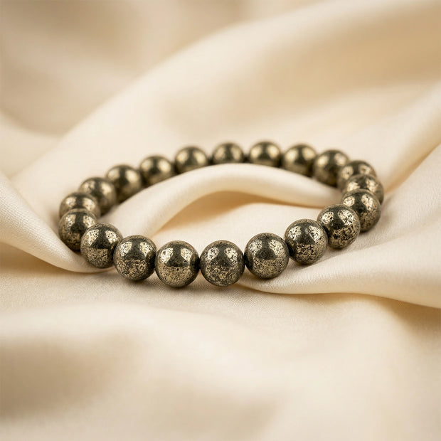 Natural Pyrite Crystal Bracelet (8mm) – Wealth & Confidence