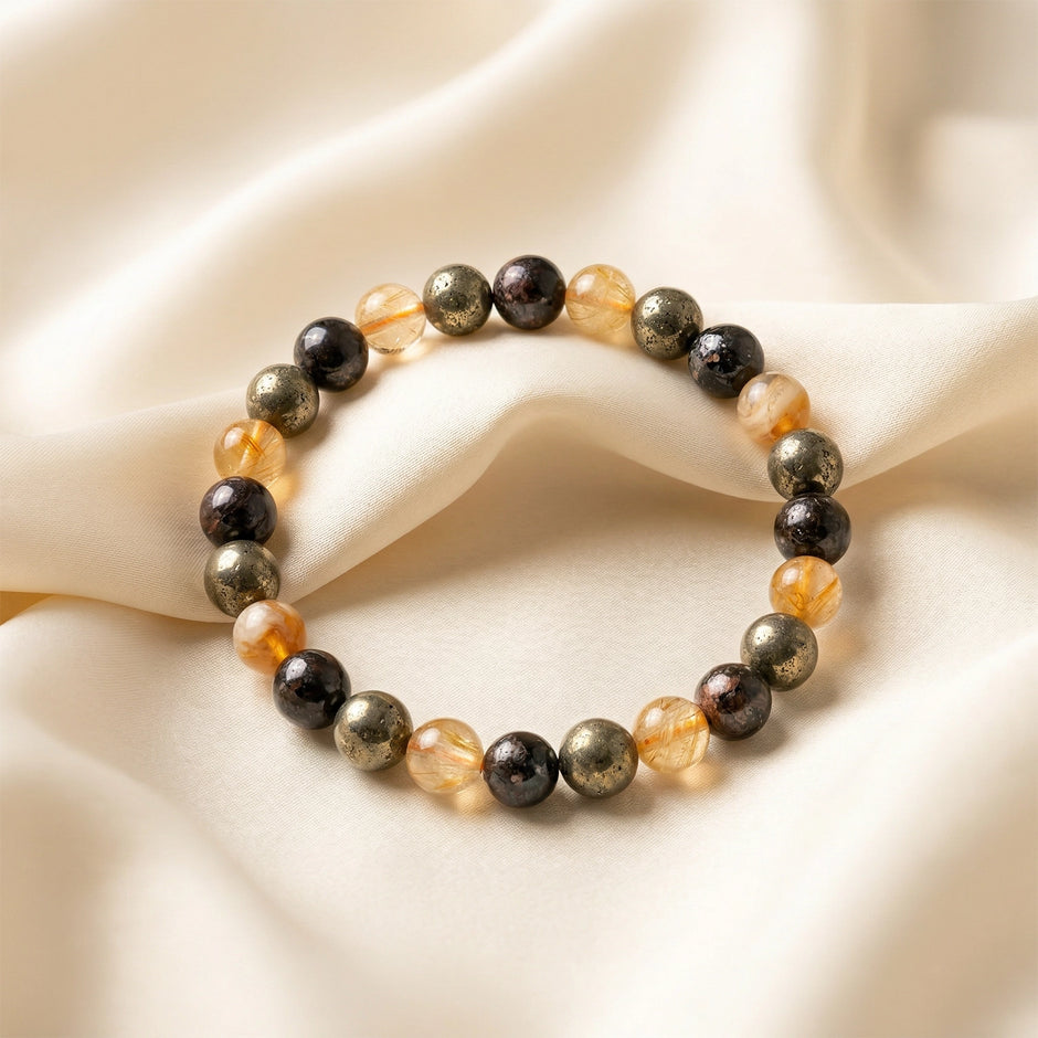 Natural Citrine, Garnet & Pyrite Bracelet – Abundance & Prosperity