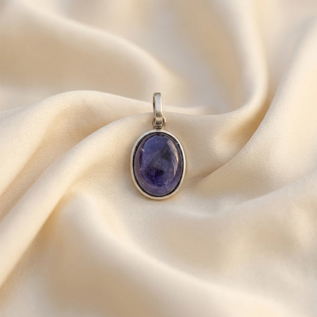 Silver Natural Iolite  Gemstone Pendant - Vision & Inner Wisdom