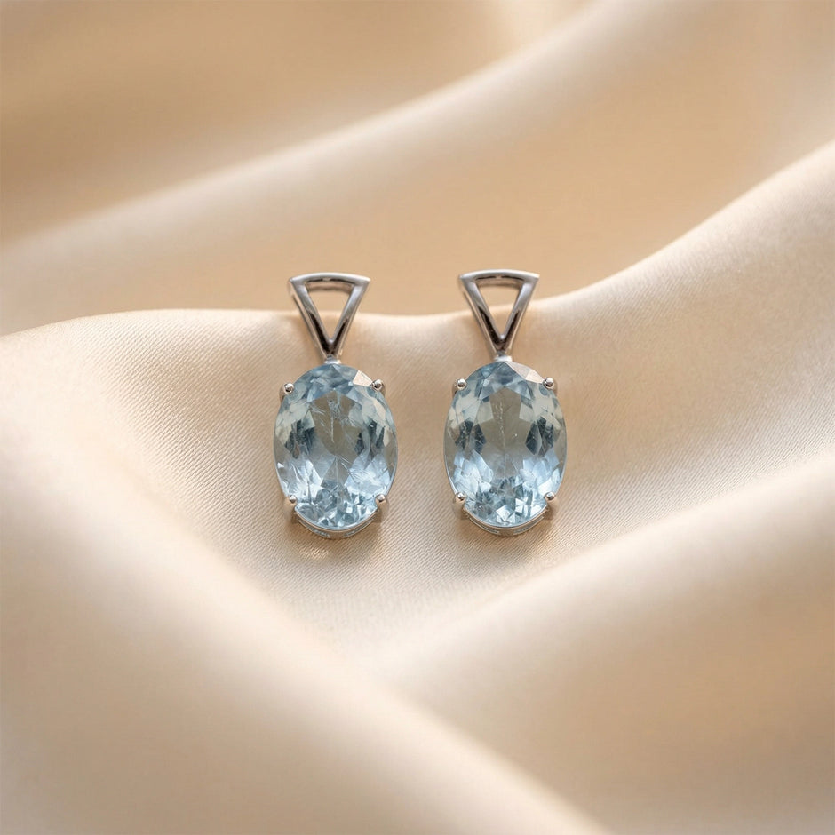 Silver Natural Aquamarine  Gemstone Pendant – Courage & Soothing Energy