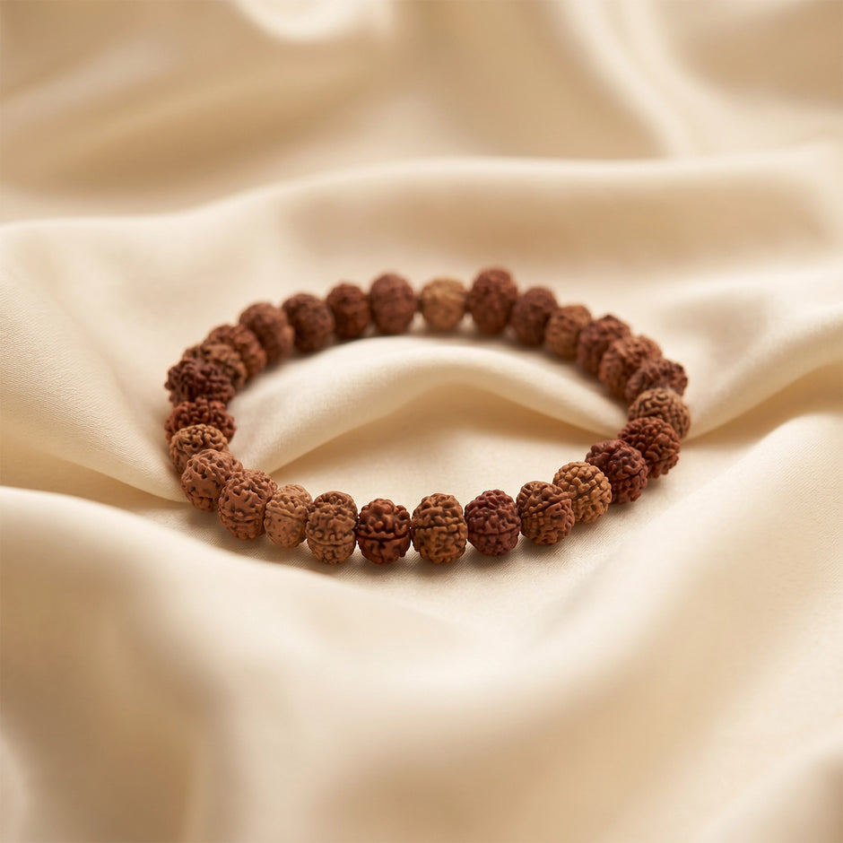 Natural 7, 8 & 10 Mukhi Rudraksha Combination Bracelet – Wealth, Success & Protection