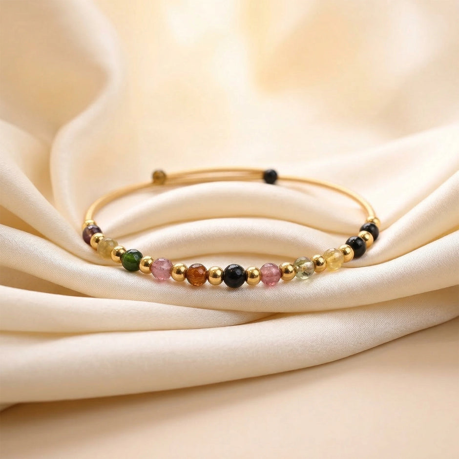 Natural Watermelon Tourmaline Copper Bracelet – Heart Healing & Joy