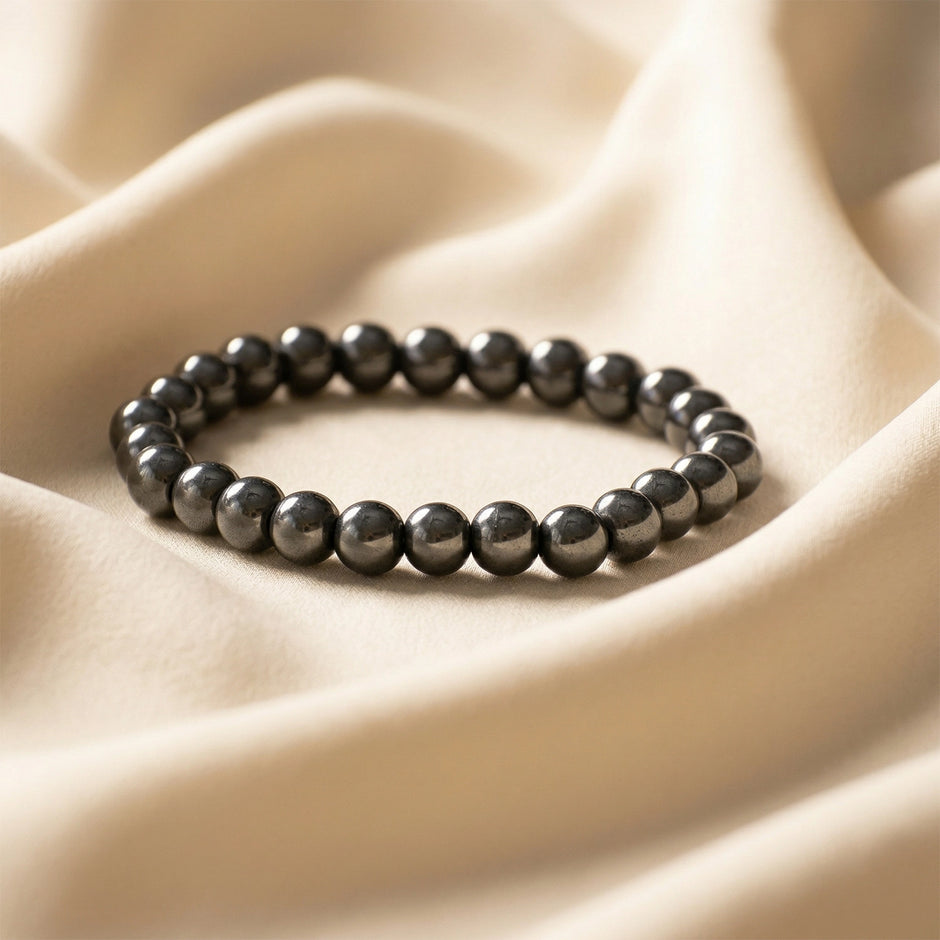 Natural Hematite Crystal Bracelet (8mm) – Grounding & Focus