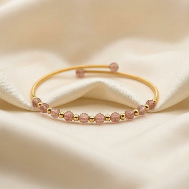 Natural Strawberry Quartz Copper Bracelet - Love and Harmony
