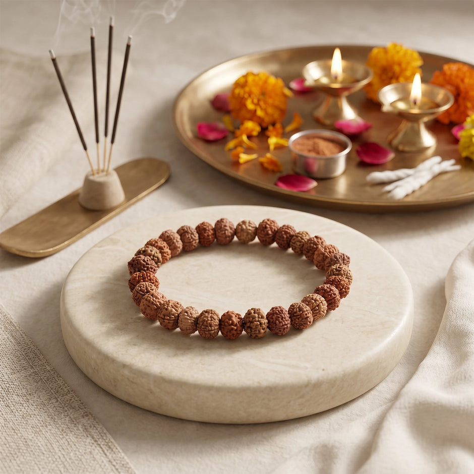 Natural 7, 8 & 10 Mukhi Rudraksha Combination Bracelet – Wealth, Success & Protection