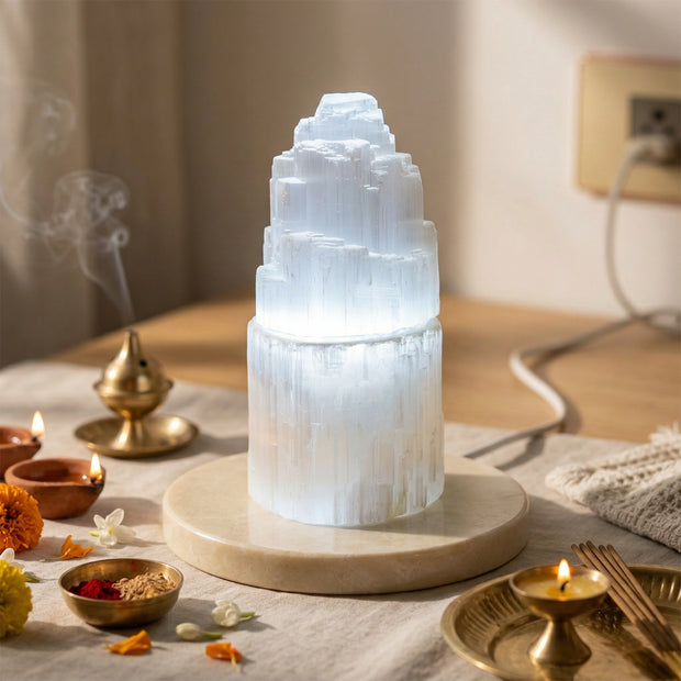 Natural Selenite Lamp – Cleansing & Peaceful Ambiance