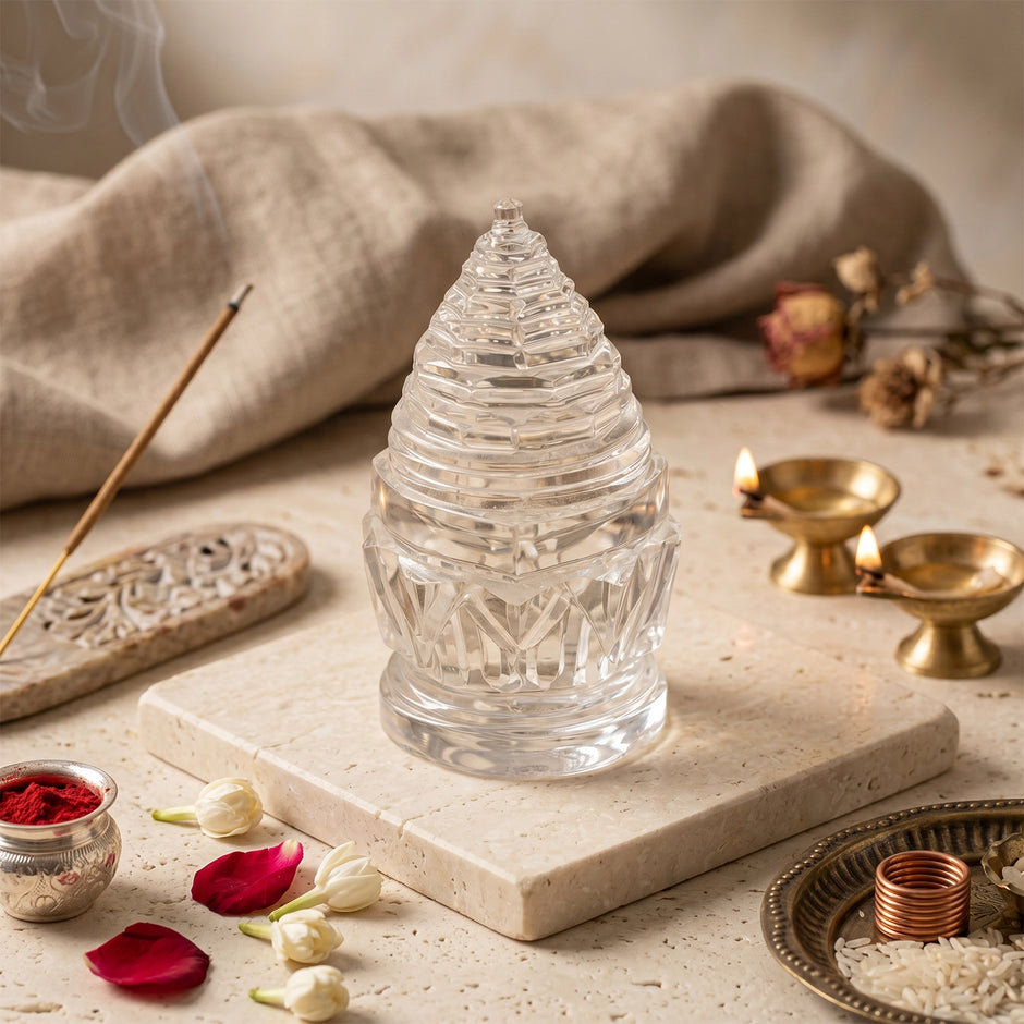 Crystal Sphatik Shree Yantra - For Wealth, Prosperity & Positive Energy