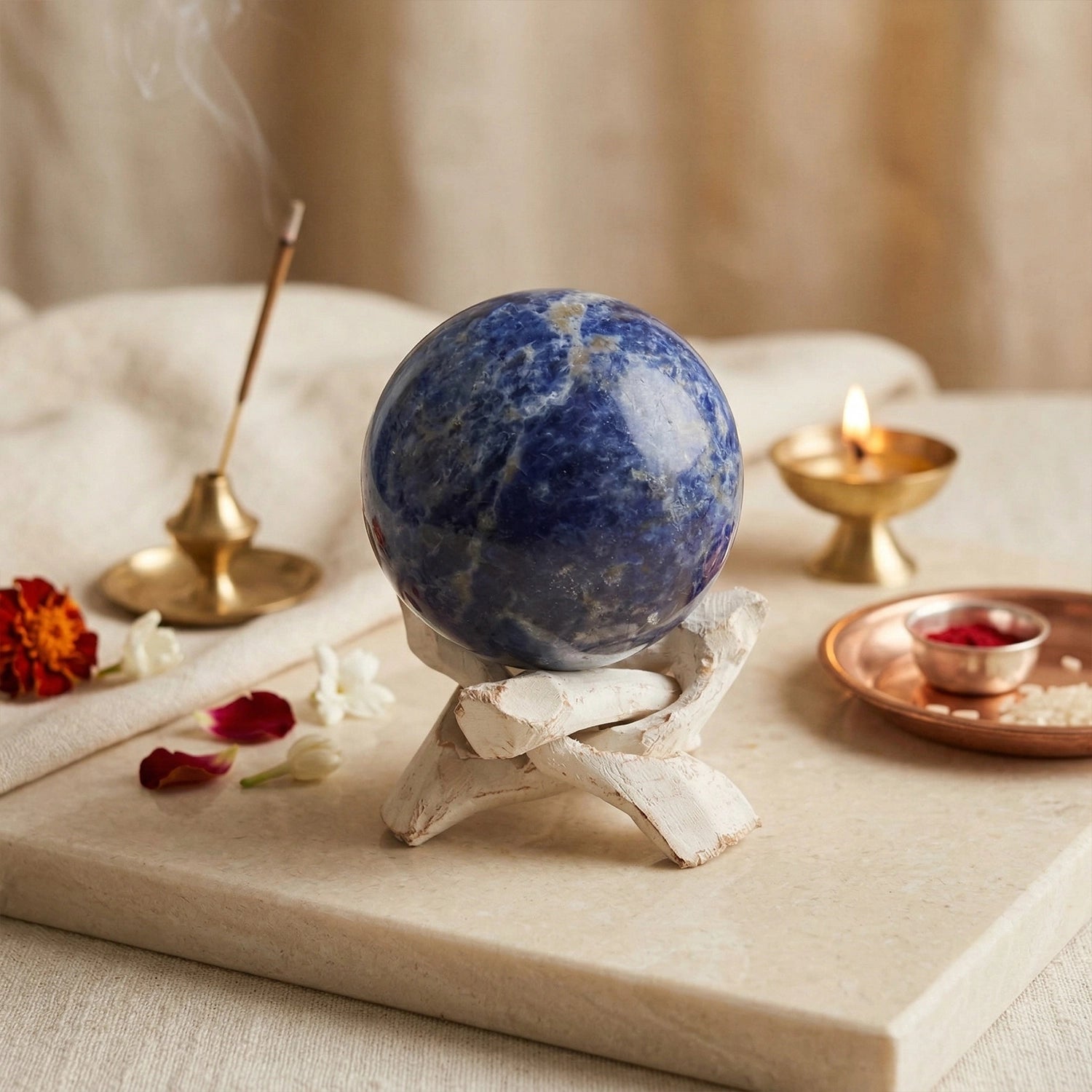 Natural Sodalite Crystal Ball (180gm) – Logic & Inner Peace