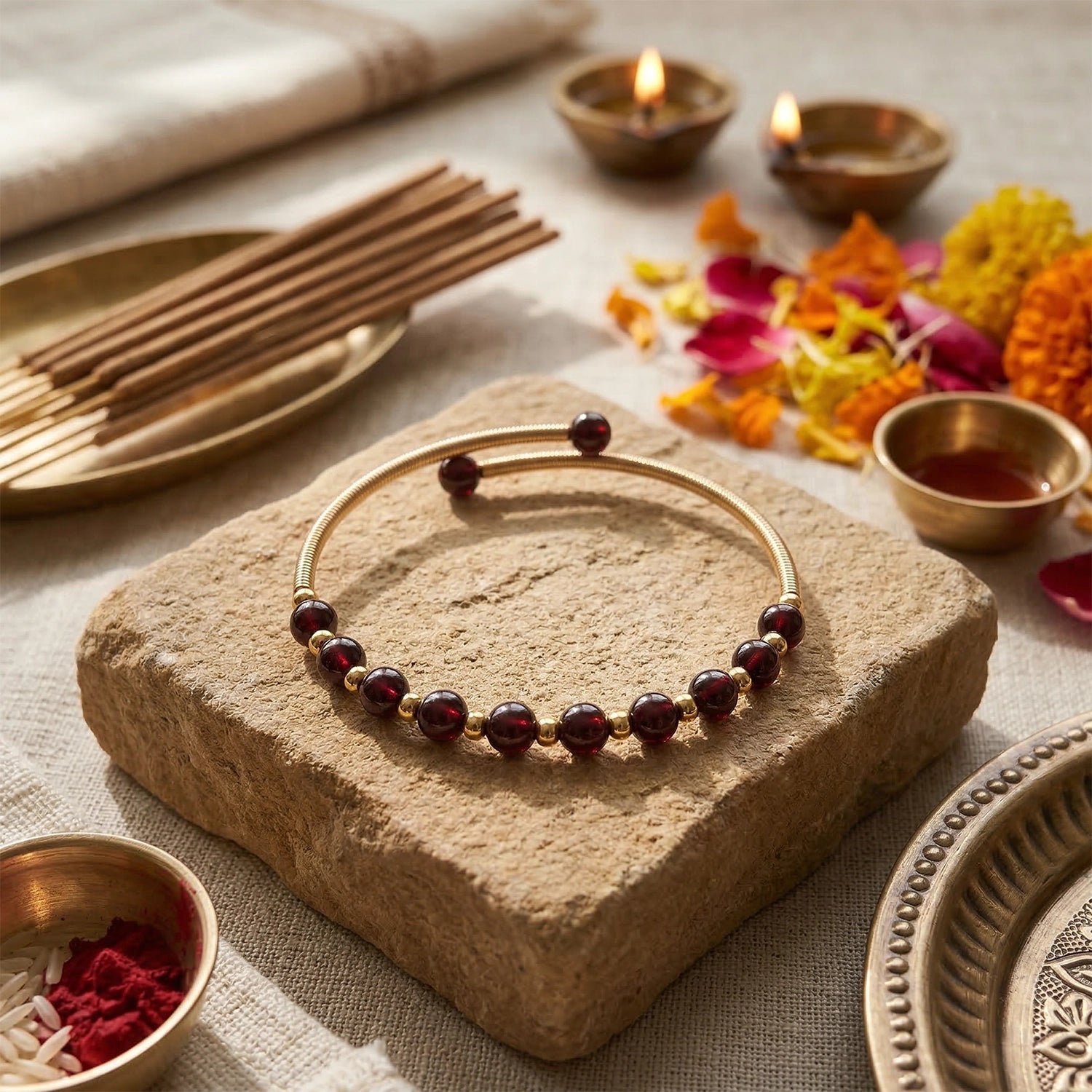 Natural Garnet Copper Bracelet – Passion & Vitality