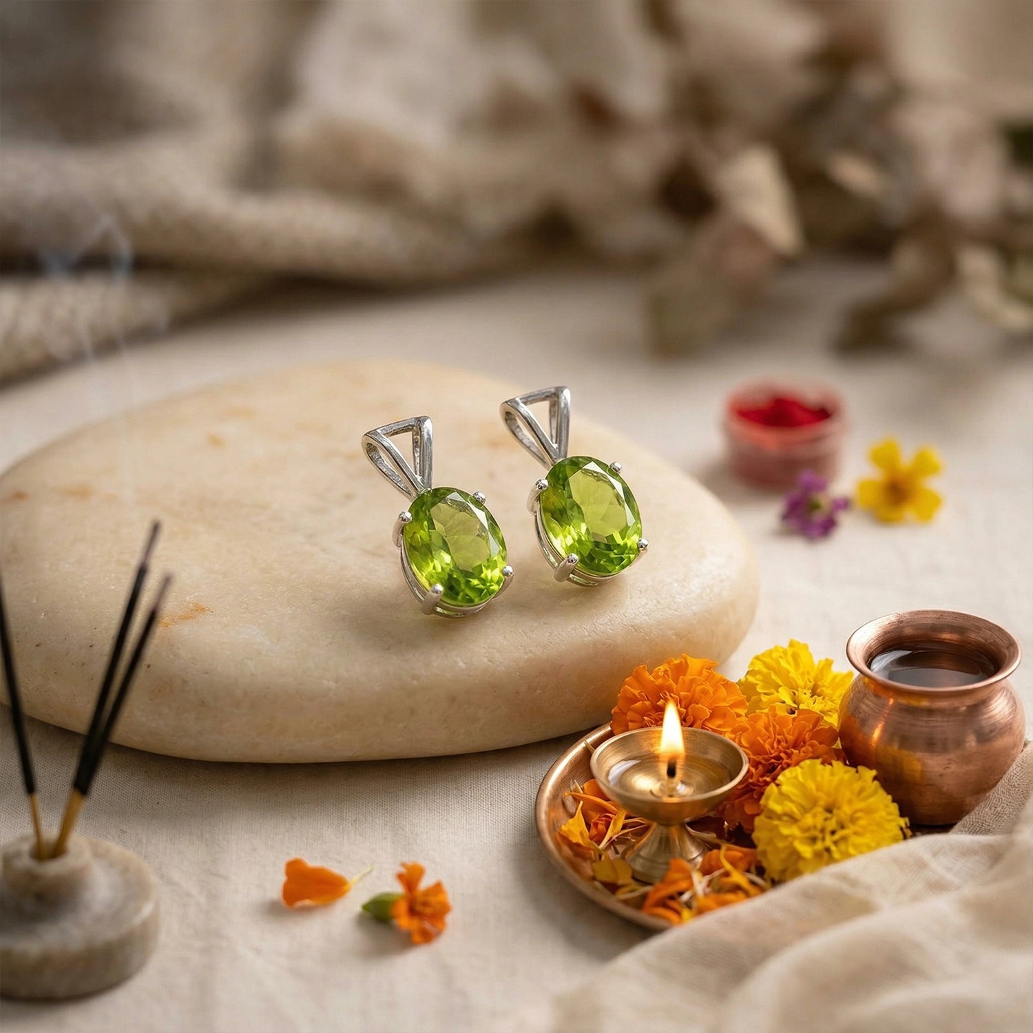 Silver Natural Peridot  Gemstone Pendant – Prosperity & Renewal