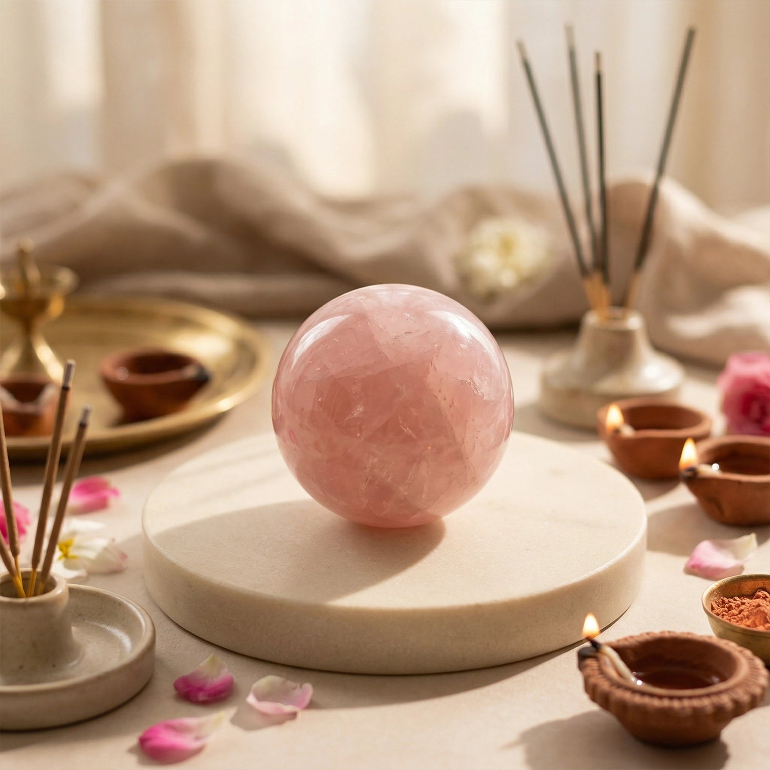 Natural Rose Quartz Crystal Ball – Love & Emotional Healing