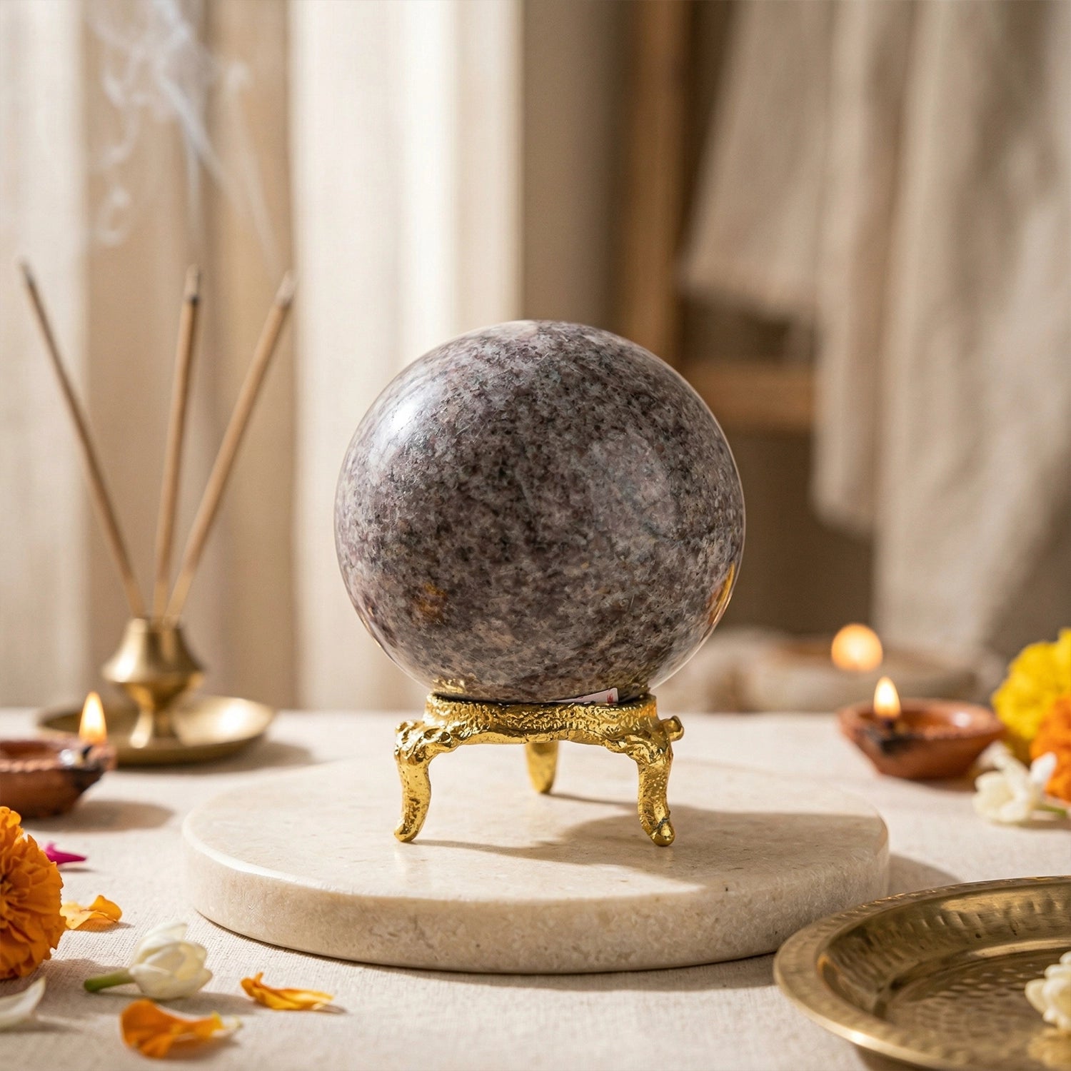 Natural Lepidolite Crystal Ball (250gm) – Calm & Emotional Balance