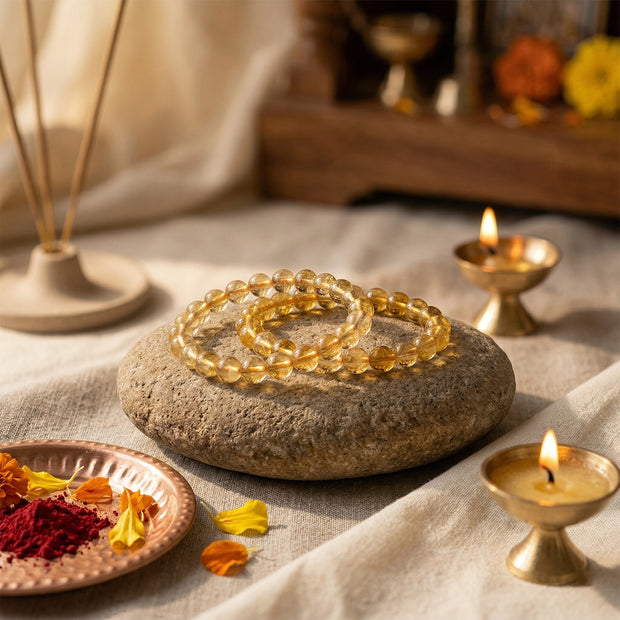 Natural Citrine Crystal Bracelet (8mm) – Abundance & Positivity