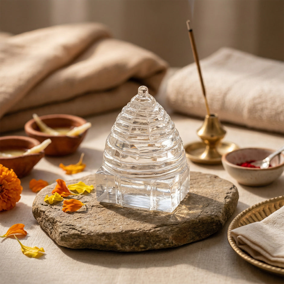 Crystal Sphatik Shree Yantra - For Wealth, Prosperity & Positive Energy