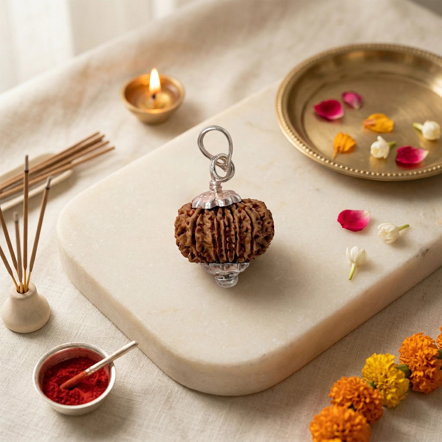 Natural 14 Mukhi Nepali Rudraksha – The Dev Mani for Divine Vision & Foresight