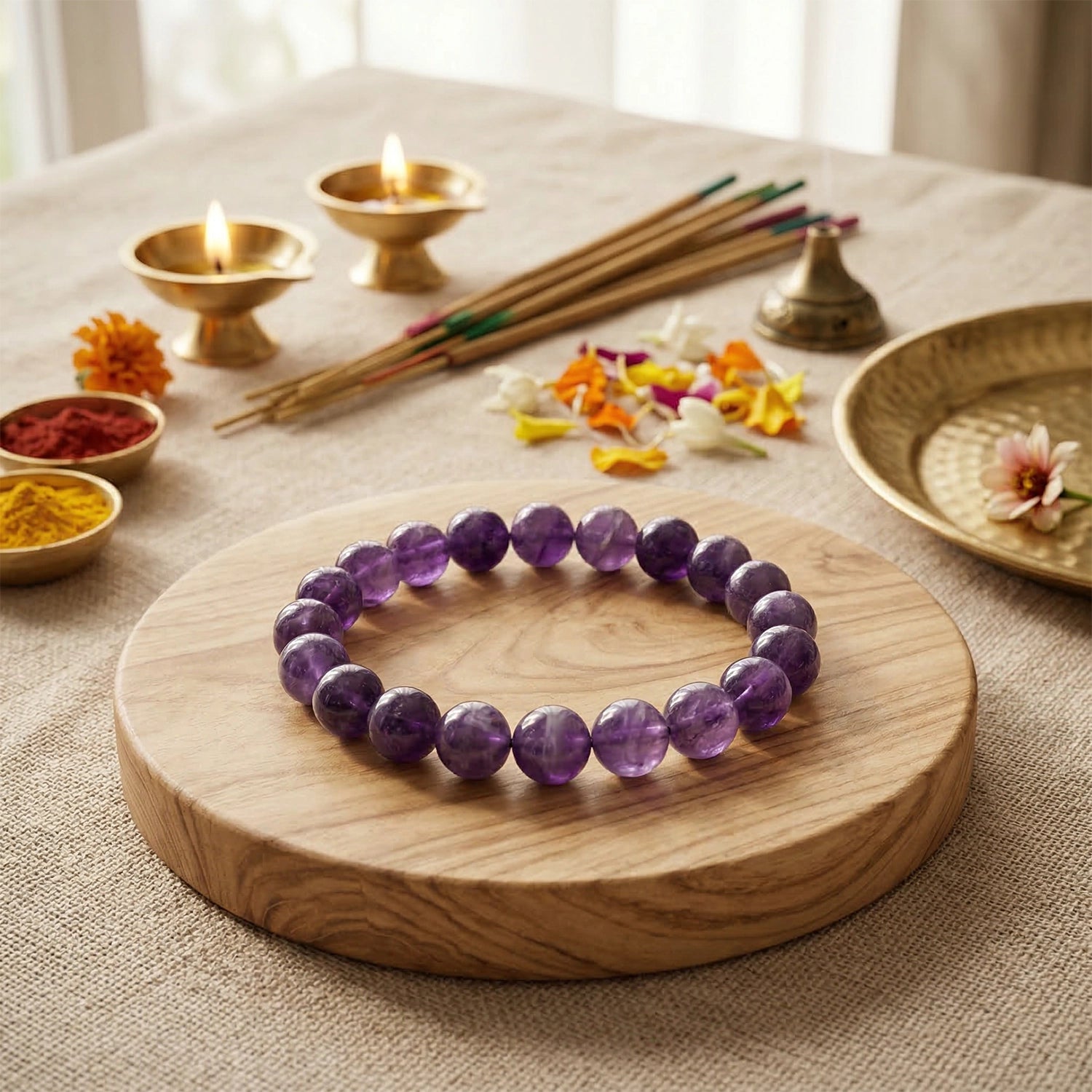 Natural Amethyst Dark Crystal Bracelet (8mm) – Deep Calm & Spiritual Protection